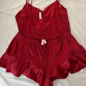 Victoria’s Secret Red Silk Pajama Set